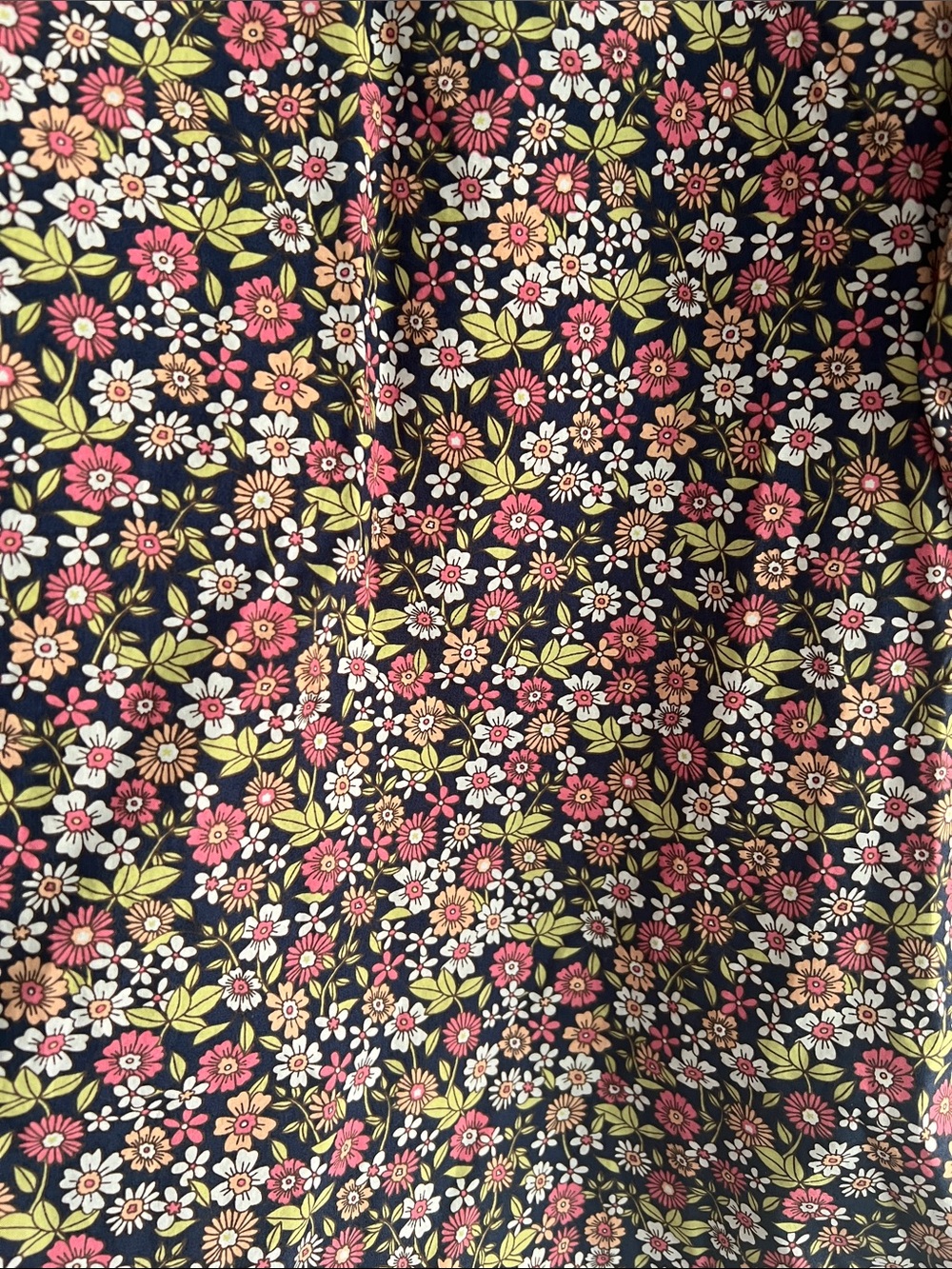 J Crew Floral Ruffle Neck Puff Sleeve Top - Navy/Pink - Picture 4 of 6